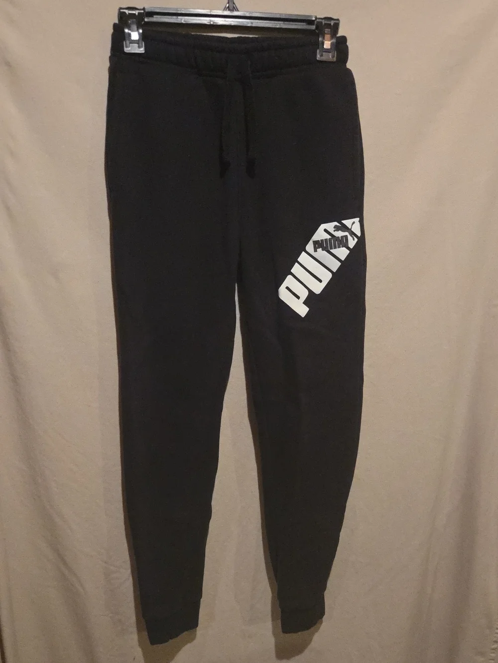 Puma Black Logo Sweatpants with White Graphic